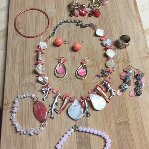 Coral colored jewelry bundle